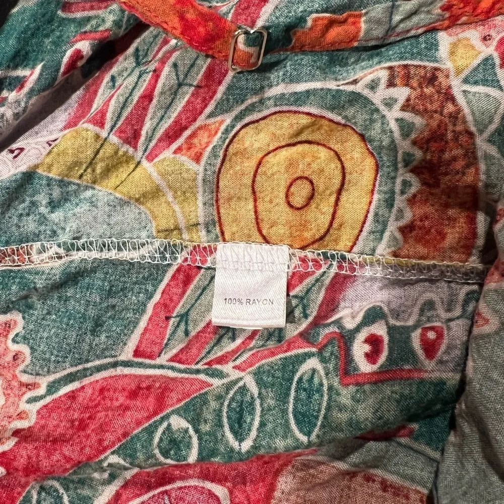 Women's Size XL Rayon Colorful Bohemian Festival Jumper Relaxed With Pockets